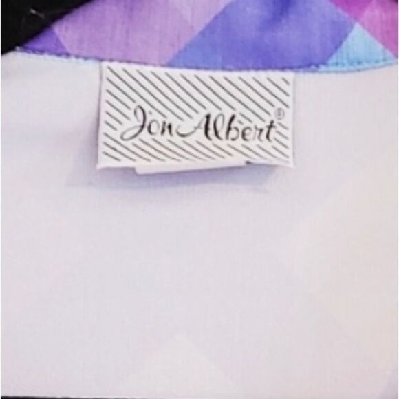 Vintage 70s Argyle Plaid Short Sleeve Blouse Medium Magenta, Bubblegum Pink - Picture 15 of 15